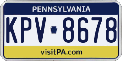 PA license plate KPV8678