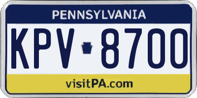 PA license plate KPV8700
