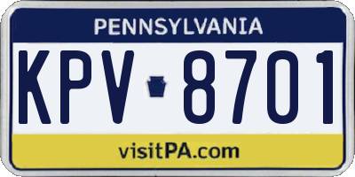 PA license plate KPV8701