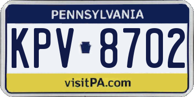 PA license plate KPV8702