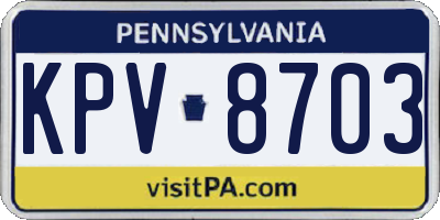 PA license plate KPV8703