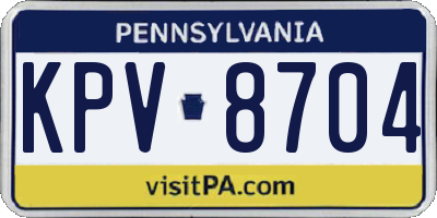 PA license plate KPV8704