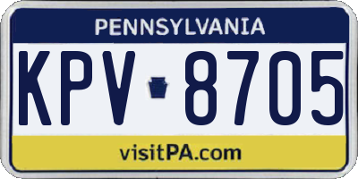 PA license plate KPV8705