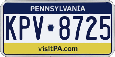 PA license plate KPV8725