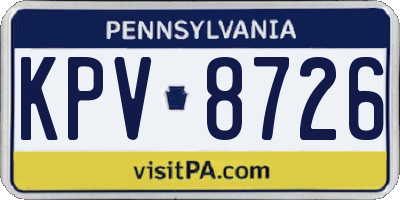 PA license plate KPV8726