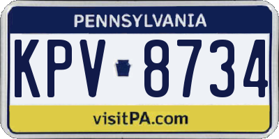 PA license plate KPV8734