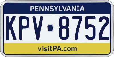 PA license plate KPV8752
