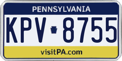 PA license plate KPV8755