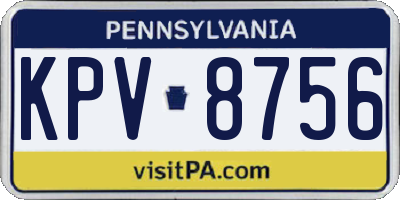 PA license plate KPV8756