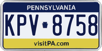 PA license plate KPV8758