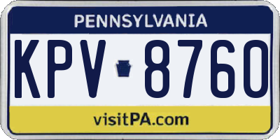 PA license plate KPV8760