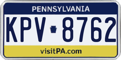 PA license plate KPV8762