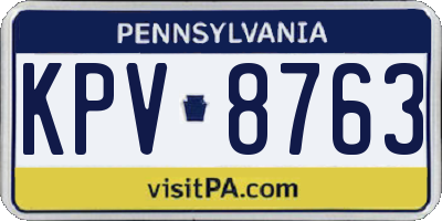 PA license plate KPV8763