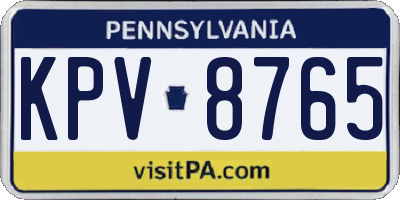 PA license plate KPV8765