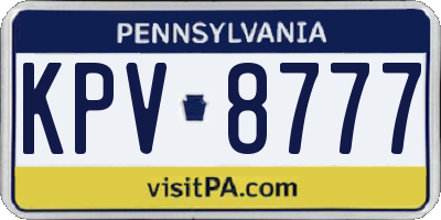 PA license plate KPV8777