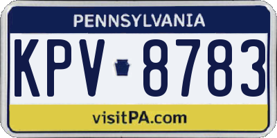 PA license plate KPV8783