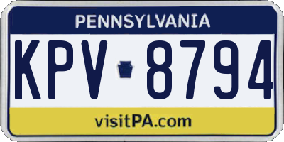 PA license plate KPV8794