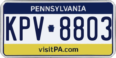 PA license plate KPV8803