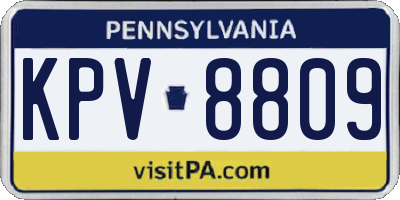 PA license plate KPV8809