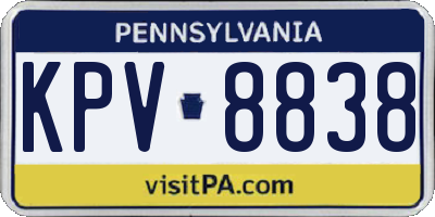 PA license plate KPV8838
