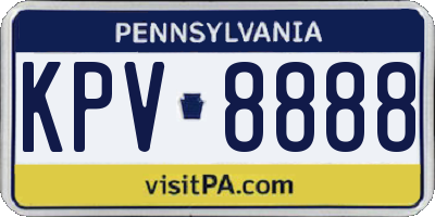 PA license plate KPV8888