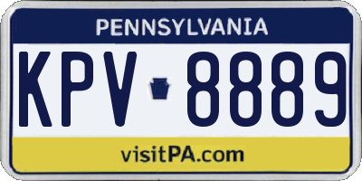 PA license plate KPV8889