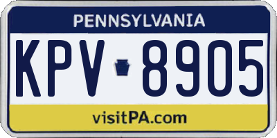 PA license plate KPV8905