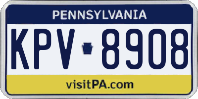 PA license plate KPV8908