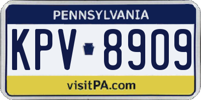 PA license plate KPV8909