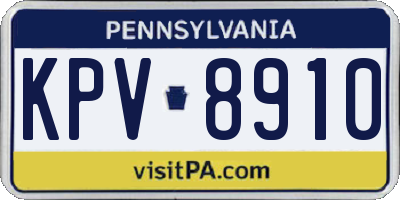 PA license plate KPV8910