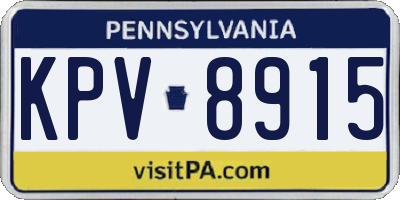 PA license plate KPV8915