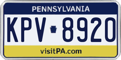 PA license plate KPV8920