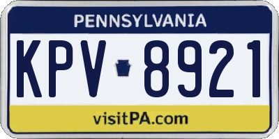 PA license plate KPV8921