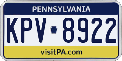 PA license plate KPV8922