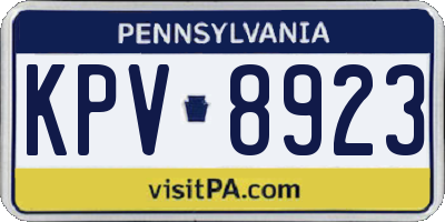 PA license plate KPV8923