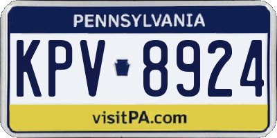 PA license plate KPV8924