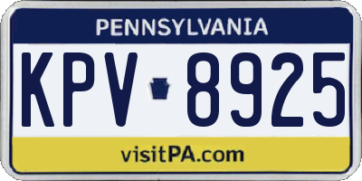 PA license plate KPV8925