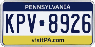 PA license plate KPV8926