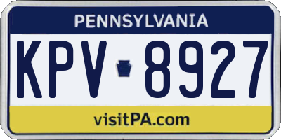 PA license plate KPV8927