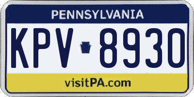 PA license plate KPV8930