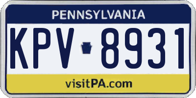 PA license plate KPV8931