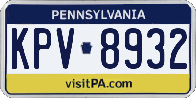 PA license plate KPV8932