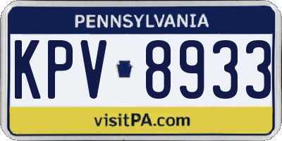 PA license plate KPV8933