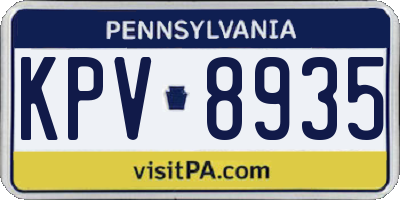 PA license plate KPV8935
