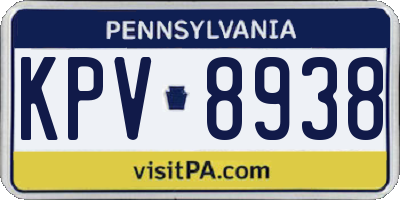 PA license plate KPV8938
