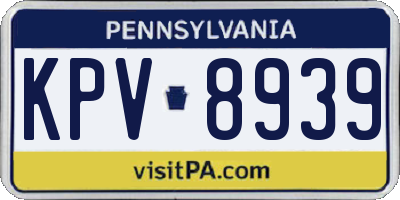 PA license plate KPV8939