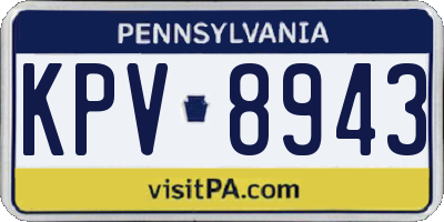 PA license plate KPV8943