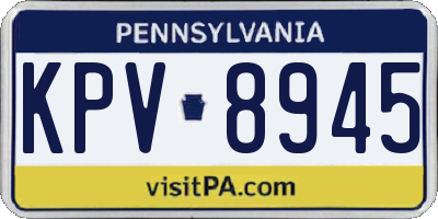 PA license plate KPV8945