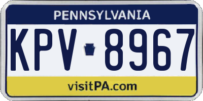 PA license plate KPV8967