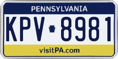 PA license plate KPV8981